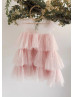 Cap Sleeves Lace Tulle Slit Back Cupcake Flower Girl Dress